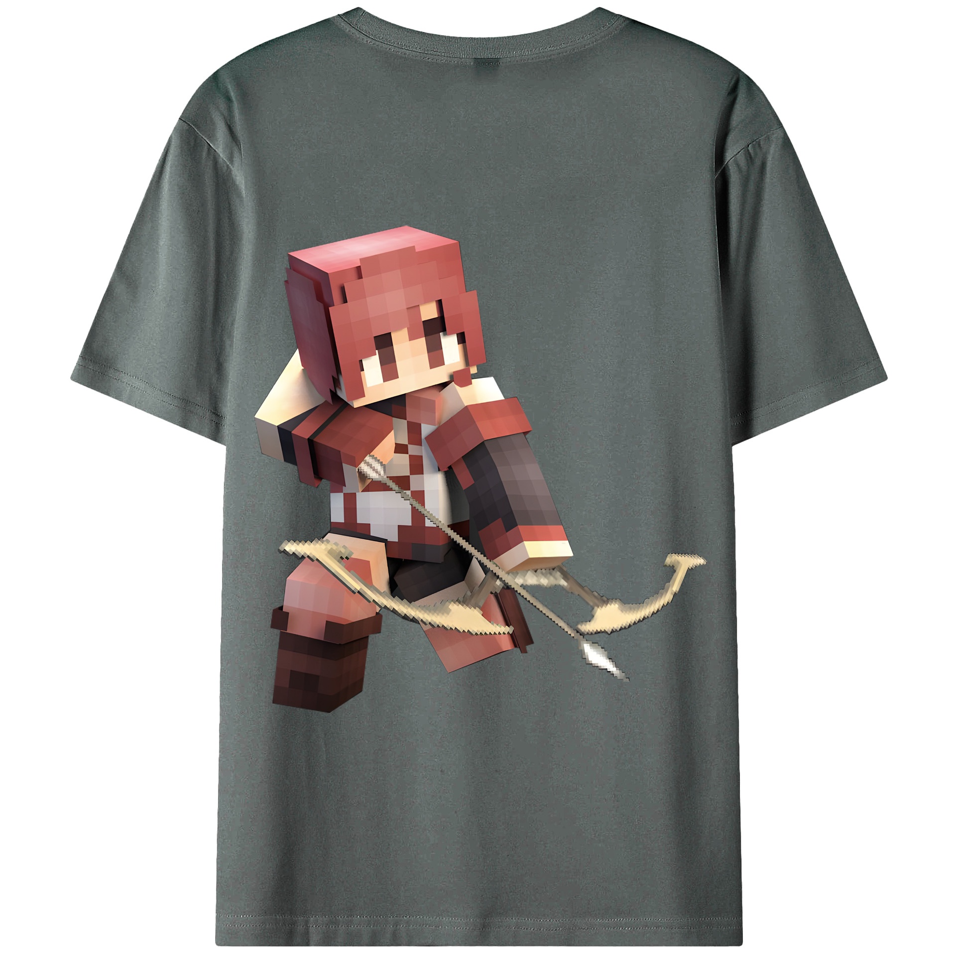 （画像用） マインクラフト ブロックの世界 Minecraft MC Block world 綿100％ メンズ半袖Tシャツ（バックプリント） 通気性